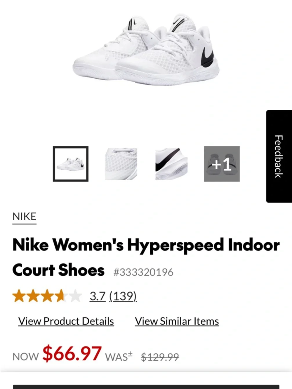 Nike Women's White Athletic Sneakers with Black Swoosh Accent - Picture 2 of 2